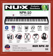 Load image into Gallery viewer, NUX NPK-10 88-Keys Hammer Action Keyboard Portable Digital Piano Beginner Black ™ 电子钢琴初学88键重锤便携 黑色 NUX NPK10