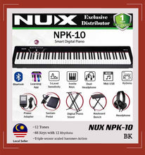Load image into Gallery viewer, NUX NPK-10 88-Keys Hammer Action Keyboard Portable Digital Piano Beginner Black ™ 电子钢琴初学88键重锤便携 黑色 NUX NPK10
